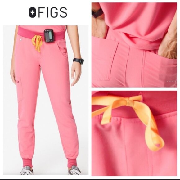 Figs Zamora joggers scrub pants bubblegum pink size large C44 - Picture 1 of 7